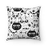 Catsy's Night Vision - Spun Polyester Square Pillow - Purr-fect Brews