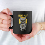 Mafia Cat Night Play - Black Mug - Purr-fect Brews